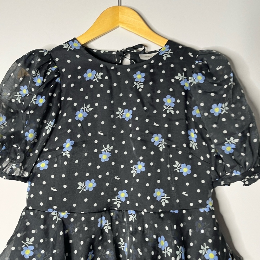 SANDY LIANG X TARGET Floral Black Dress with Blue White Floral Accents Size XS - Picture 6 of 11
